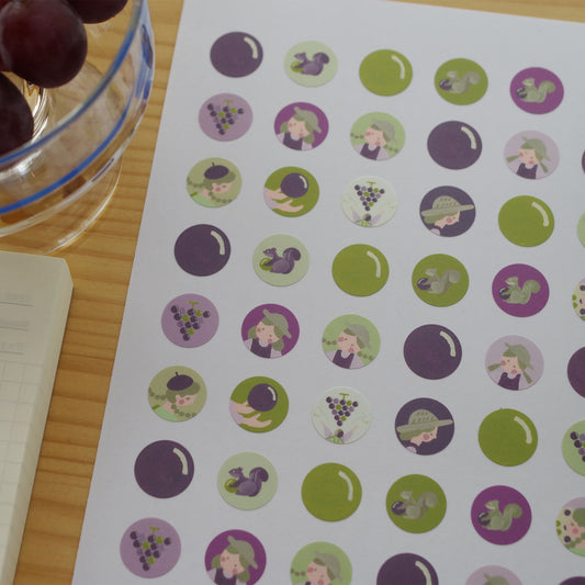 ぶどうあつめ ひとつぶシール