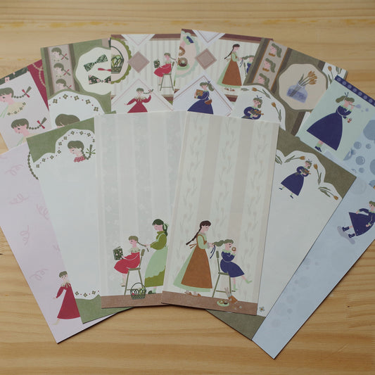 ポニーテールとみつあみ 一筆箋