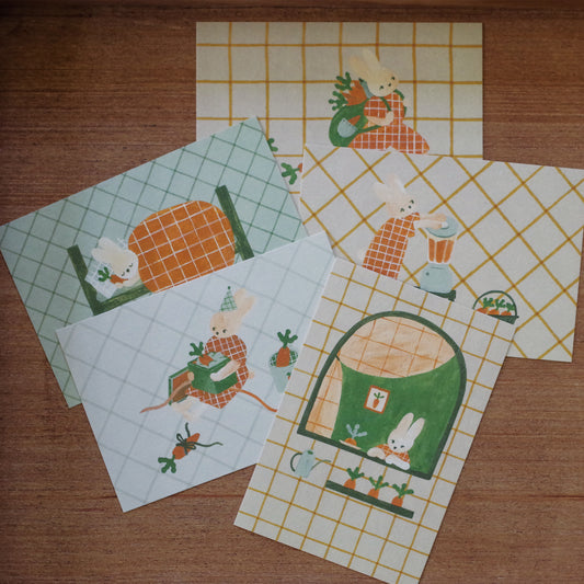 うさぎ、にんじんとの暮らし ポストカード5枚セット