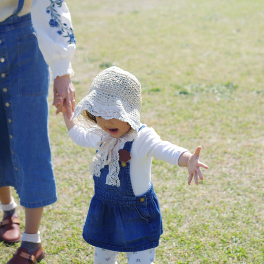 ママとおそろい レース麦わら帽子