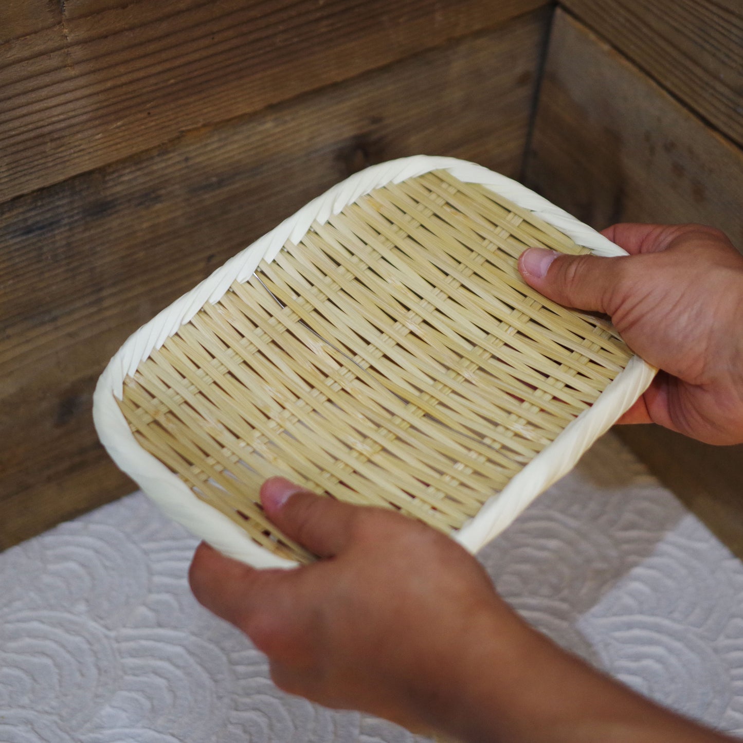 竹でそろえる 角長盆ざる