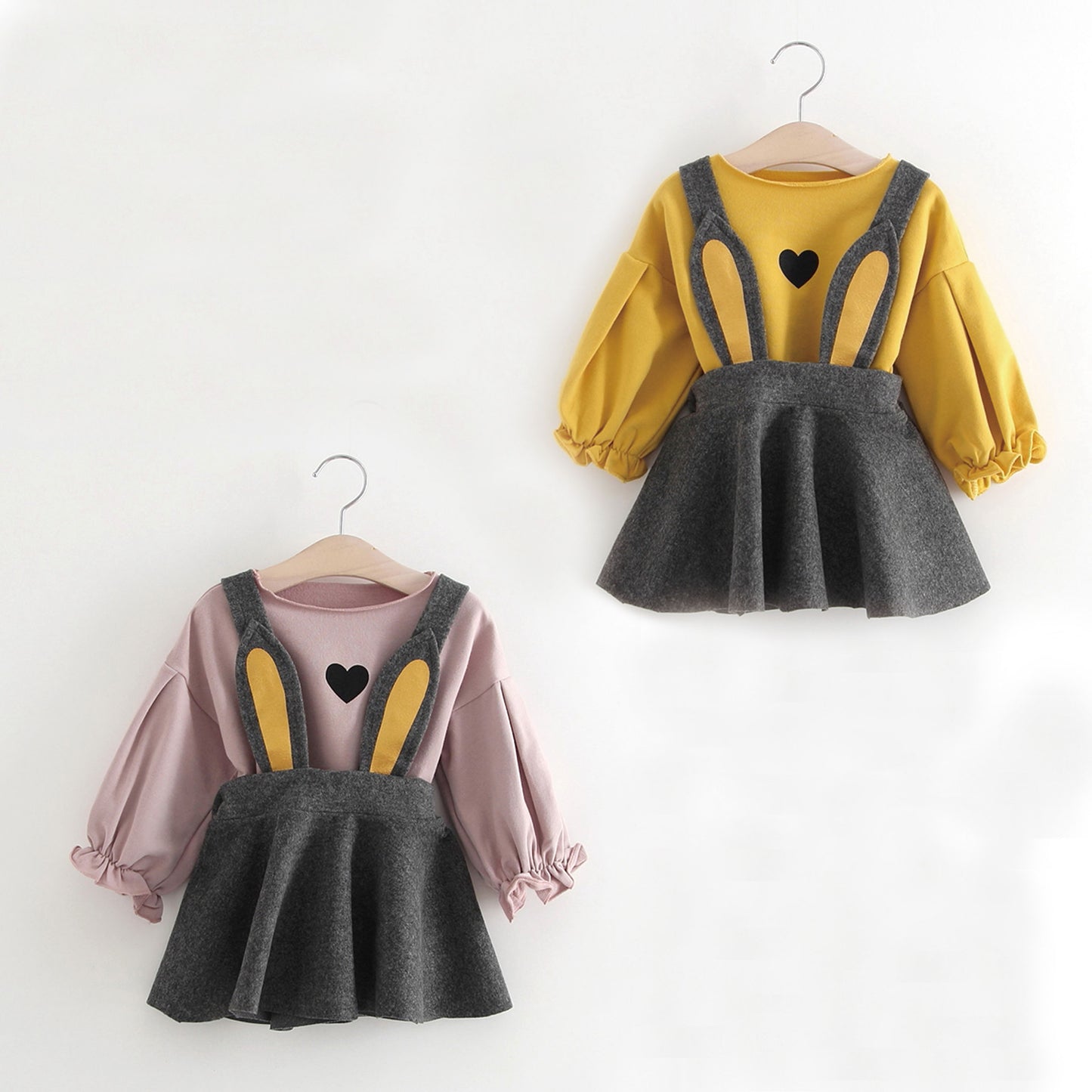 【特集 うさぎ×にんじん】うさ耳サスペンダーのスカートセット(70〜100cm)