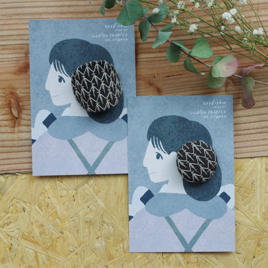 uchico sashico 刺し子ヘアゴム-黒に亀甲小亀応用-