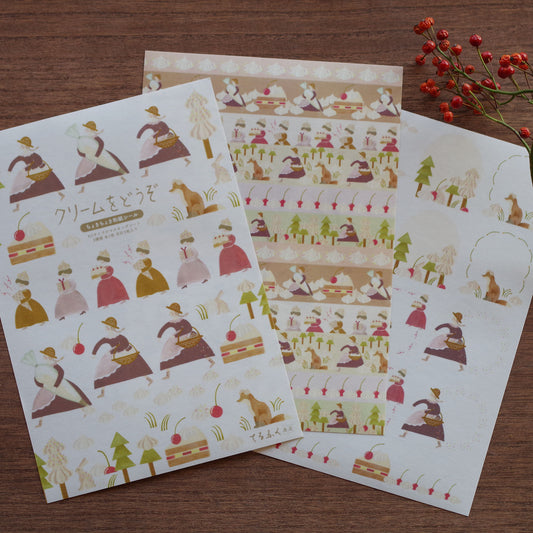 クリームをどうぞ ちょきちょき和紙シール