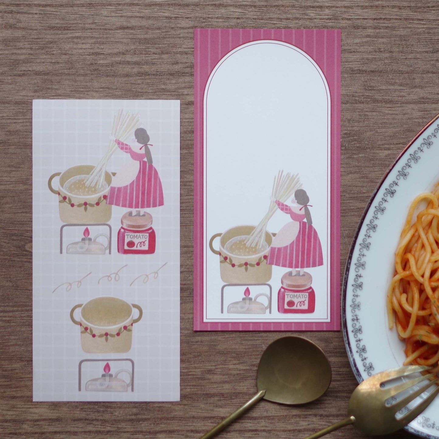 今日のメニューはナポリタン タテヨコ一筆箋