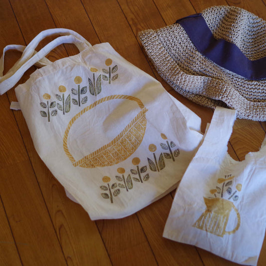 おそろいマルシェバッグ-野花摘み-